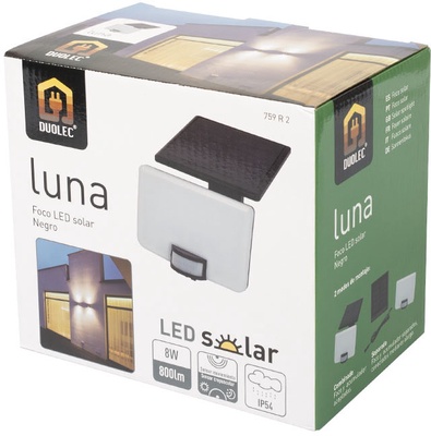 FOCO SOLAR LUNA 8W 800 LUMENS NEGRO